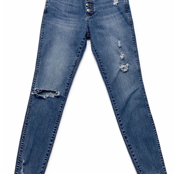 Kut from the Kloth Medium Blue High-Rise Distressed Skinny Jeans - Picture 2 of 8